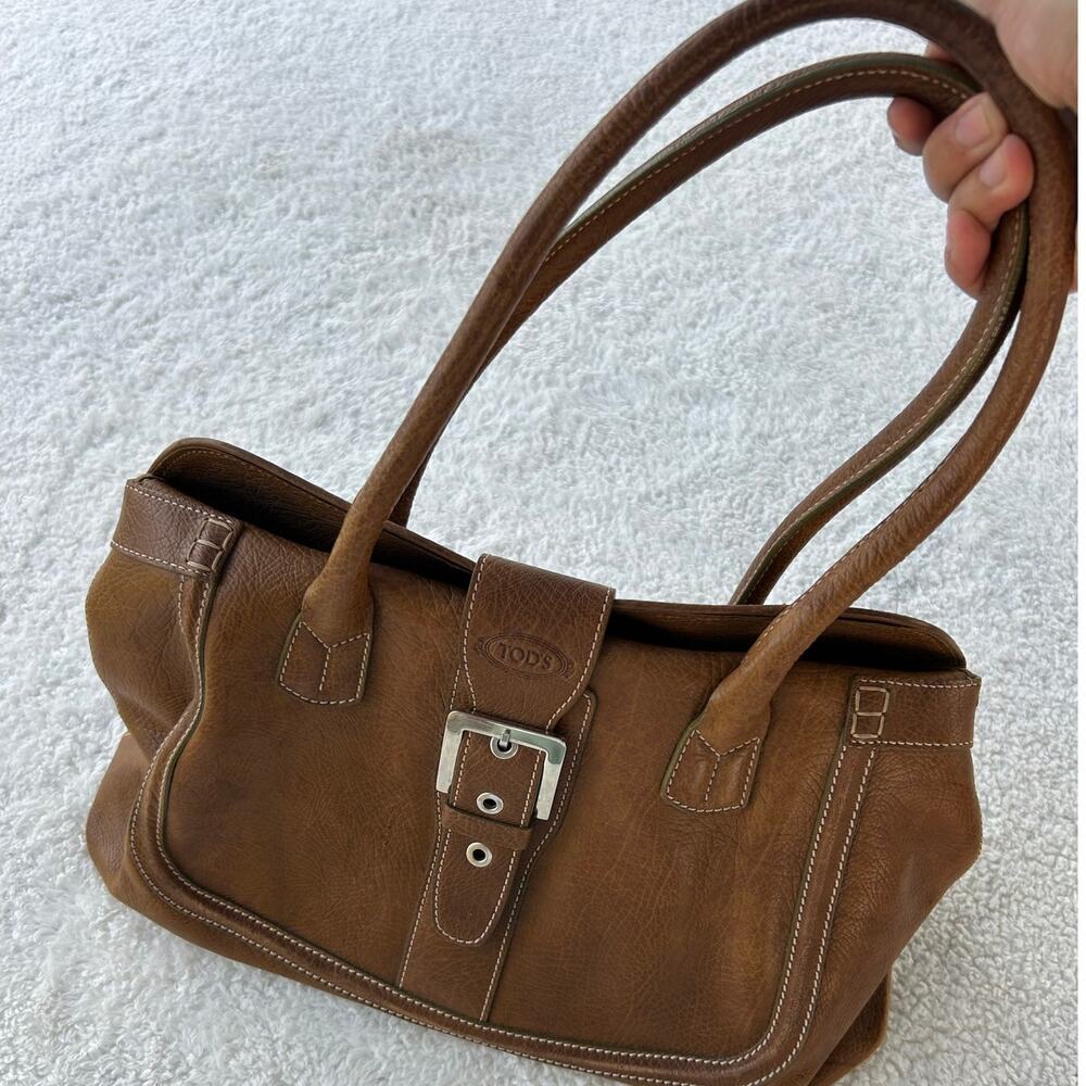 Tod's Brown Leather Buckle Satchel